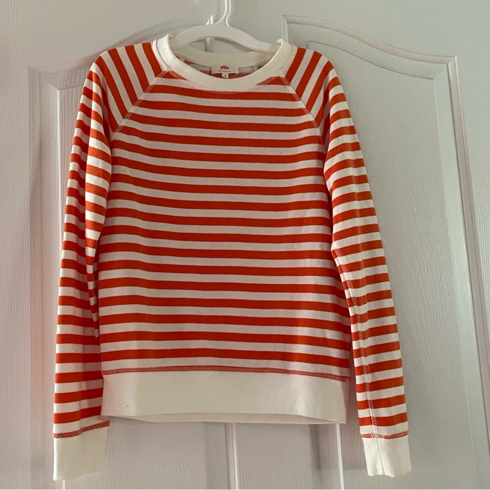 White and orange striped hoodie